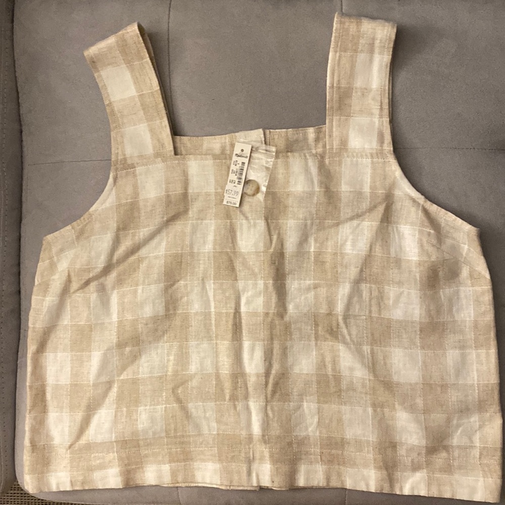 Madewell Linen Button-down top, Natural linen color, size 4, Tags still attached